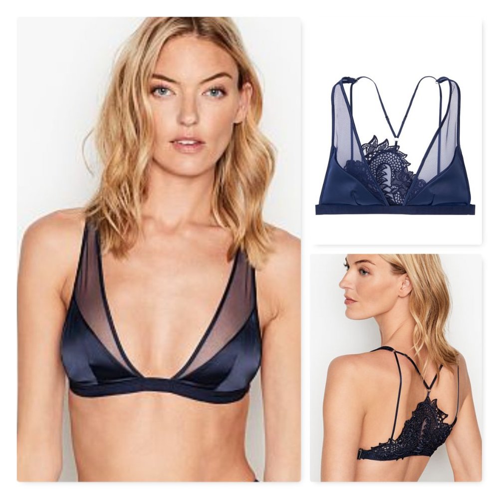 Victoria's Secret Navy Lace & Mesh Bralette, Dragon
